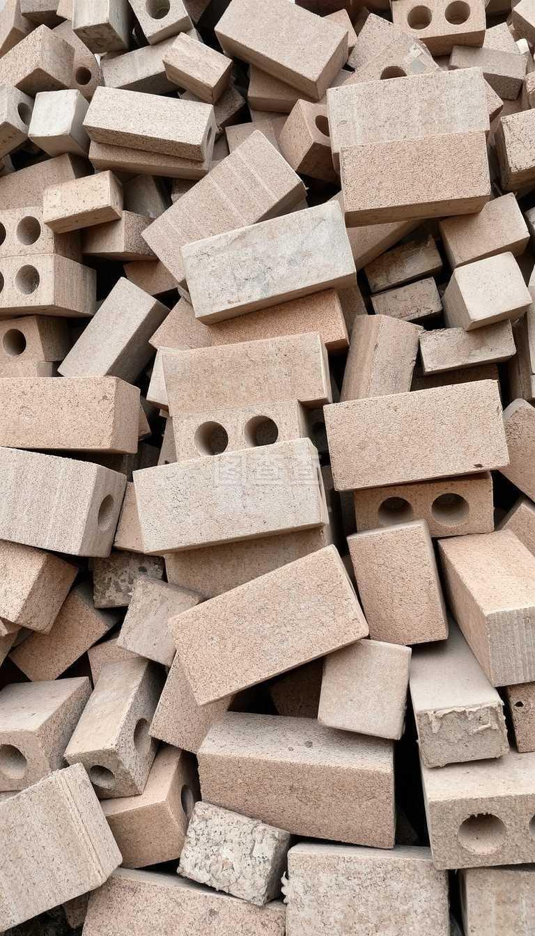 建筑材料的堆叠与管理 混凝土块的应用